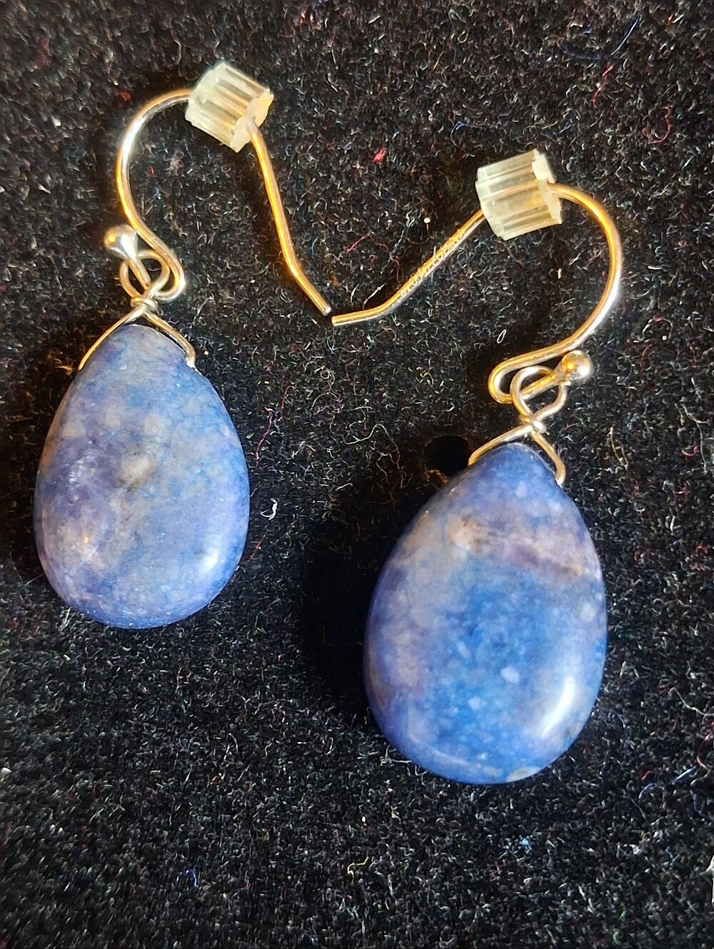Blue Teardrop Lapis Look Stone Dangle Earrings - Women Jewelry